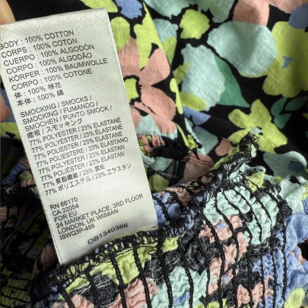 Free People Ariana Floral Print Puff Sleeve Top S